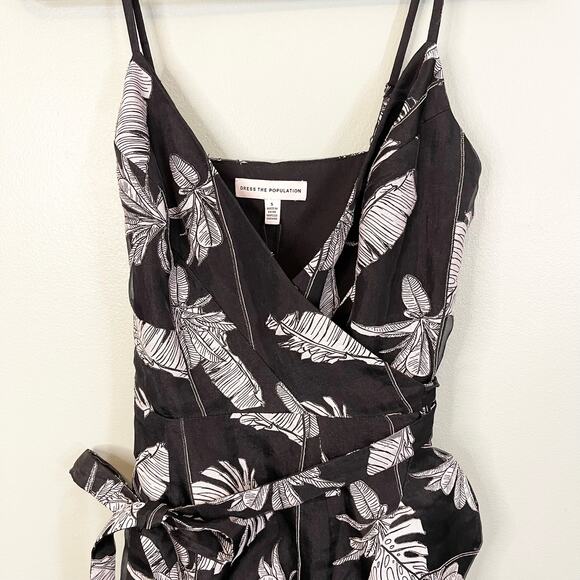 Dress The Population Delphine Black White Sleeveless Hi-Low Wrap Dress Small NWT - Picture 4 of 11
